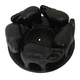 Ceramic Incense Holder with 5 Elephants - Black