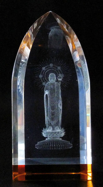 Jizo Bosatsu 'Protector of Children' Laser Picture in Yellow Cathedral Crystal