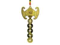 Golden Prosperity Bat With Five Gold Coins Hanging