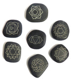 Set of Hot Massage Stones with Chakra Symbol Engravings