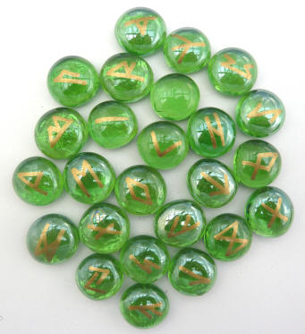 Green Glass Rune Set