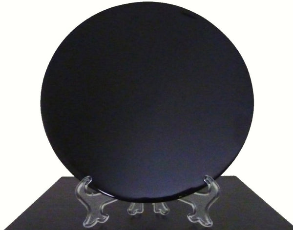 8" Black Obsidian Round Scrying Mirror. Includes Stand and Downloadable eBook.