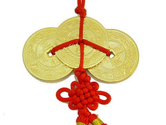 Three Coins Amulet With Mystic Knot