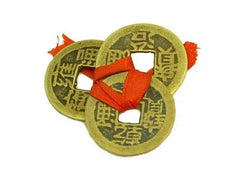 Set of 3 I-Ching Coins Tied with Red Ribbon