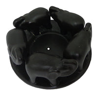 Ceramic Incense Holder with 5 Elephants - Black