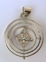 Tantric Star with 3 Spinning Rings - Silver Pendant
