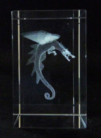Dragon Laser Picture in Rectangle Crystal Prism