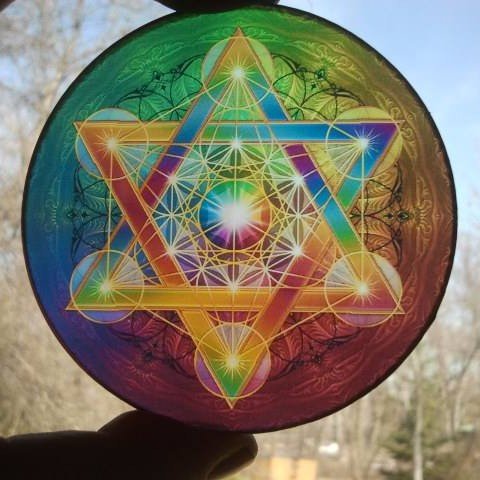 Spiritual Energy Disc: Rainbow Fruit of Life Metatron’s Cube