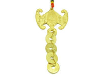 Golden Prosperity Bat With Five Gold Coins Hanging