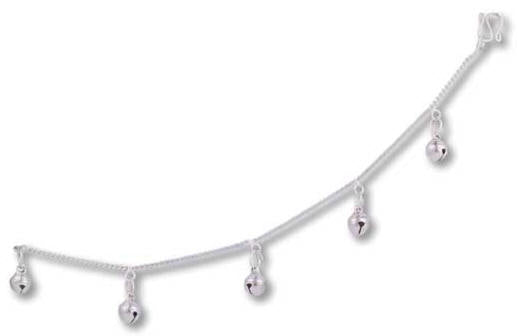 White Metal Anklet with Bells
