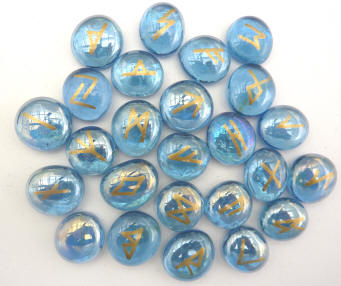 Sapphire Colored Glass Rune Set