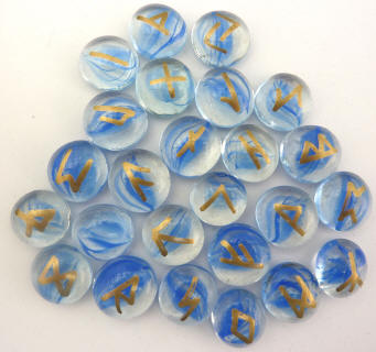 Blue Swirling Glass Rune Set