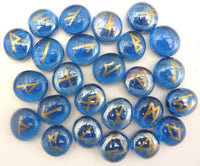 Cobalt Colored Glass Rune Set