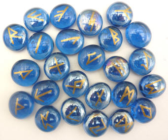 Cobalt Colored Glass Rune Set