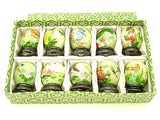 Jade Eggs with Hand Painted Birds and Flowers (Set of 10 Pieces)