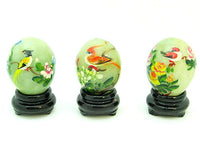 Jade Eggs with Hand Painted Birds and Flowers (Set of 10 Pieces)