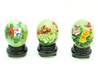 Jade Eggs with Hand Painted Birds and Flowers (Set of 10 Pieces)
