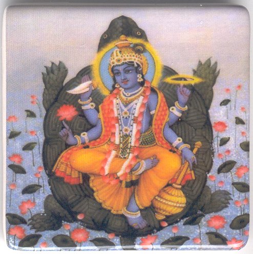 Vishnu on the Turtle Ceramic Fridge Magnet